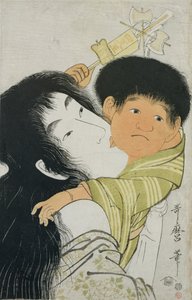 Yama-Uba en Kintoki (houtsnede)